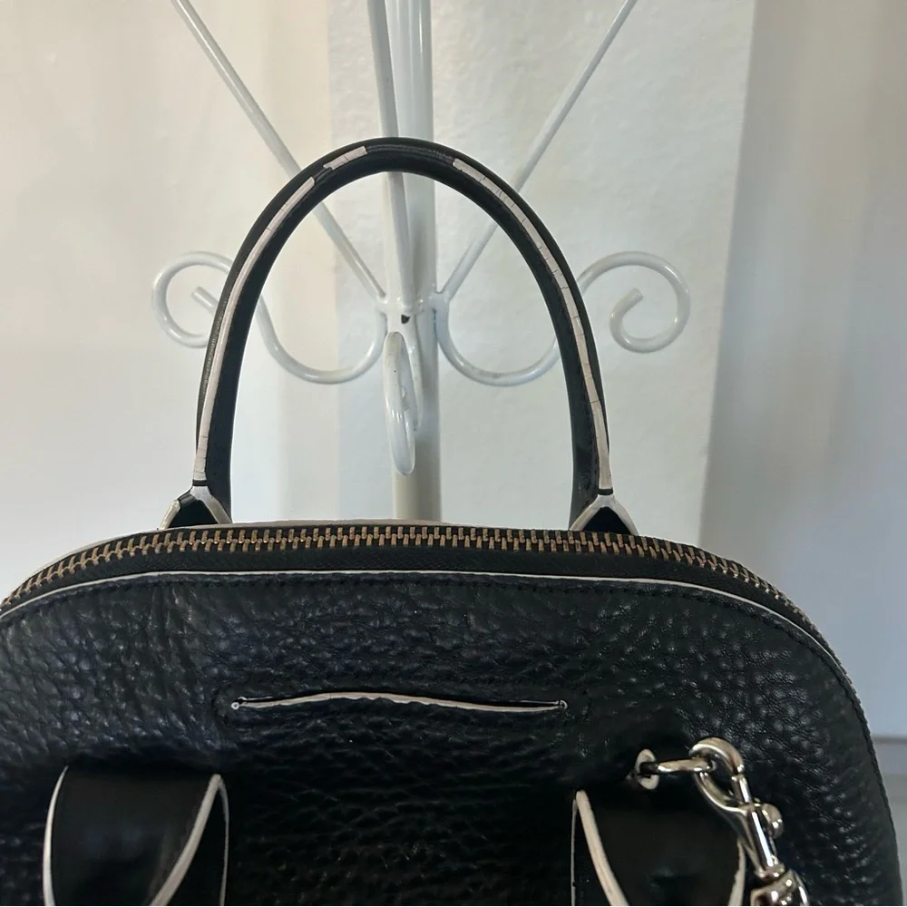 Coach Bleecker Mini Preston Black White Edgepaint Leather Satchel Bag 30344 - Picture 5 of 15